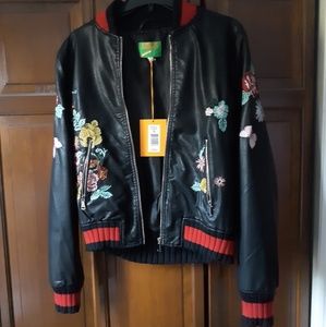Faux Leather Beautiful Floral Jacket! New w/ tags!